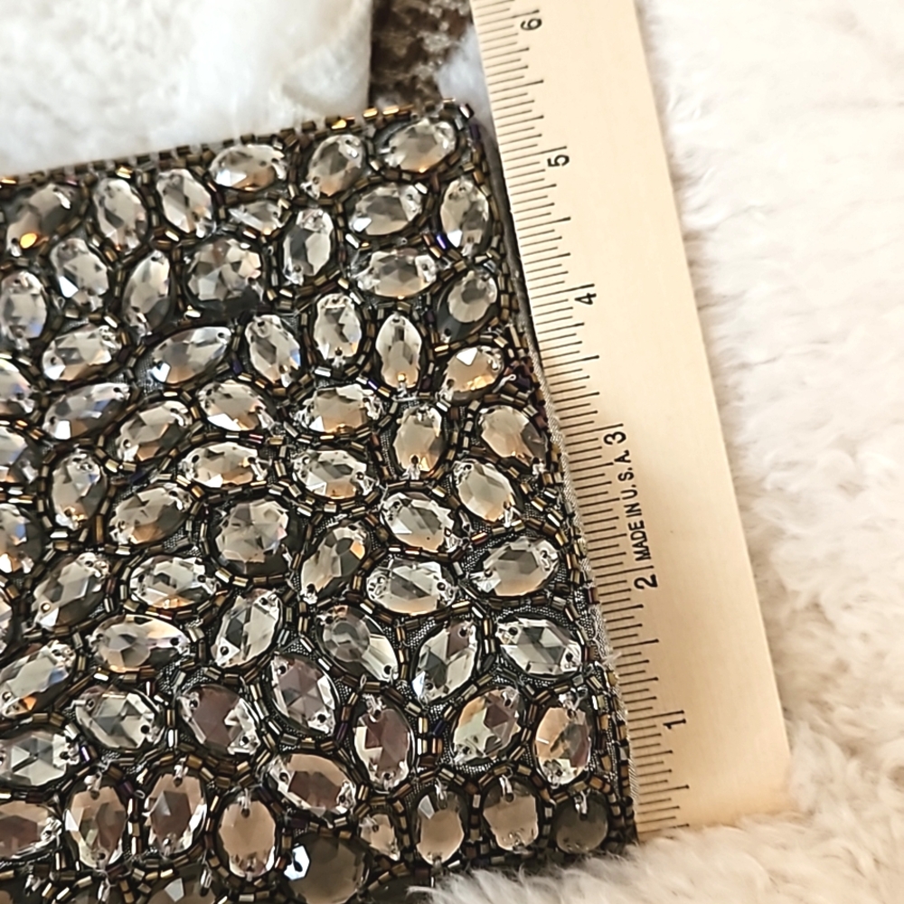 Garnet Hill Beaded Gray Clutch Evening Bag - Picture 7 of 9